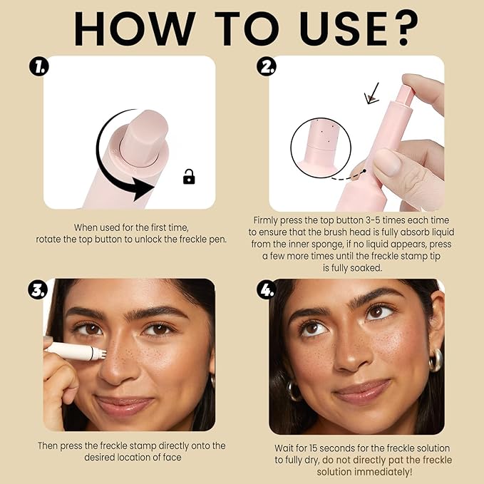 Freckle Stamp Pen,Fake Freckles Stain Marker Pencil Tool for Natural Lifelike Sunkissed Face Freckle Makeup for Waterproof and Long-Lasting,Quick Dry 5-Point Faux Freckle Stamp Cushion, 04 Espresso-Velvo Beauty