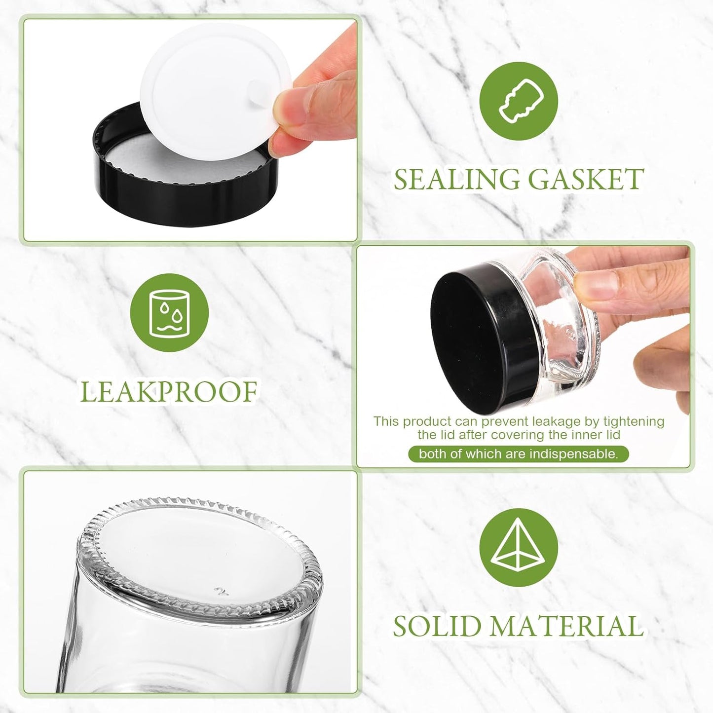 Domensi 100 Pcs 1 oz Glass Jars with Lids Bulk Round Glass Cosmetic Jars Lids 1 oz Small Travel Containers with Inner Liner for Lotions Powders Ointments Sample Cream(Clear, Black)-Velvo Beauty