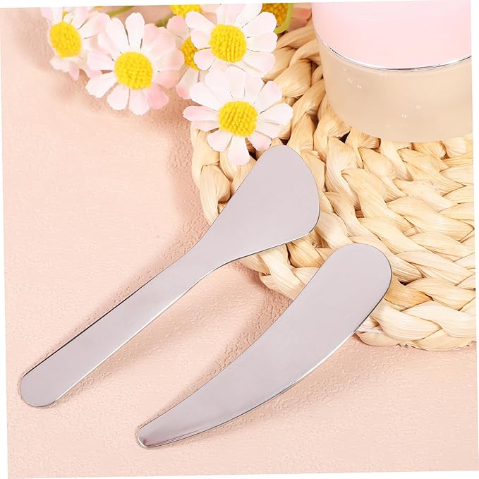Compact Beauty Spatula Set - 2pcs Reusable Metal Makeup Scoop - Ideal for Lotions - Moisturizers and Creams - Essential Skincare Tool for Facial Care and Cosmetic Use-Velvo Beauty