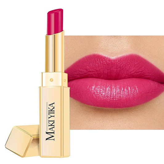 MAKI YIKA Moisture Hot Pink Lipstick for Women Hydrate Lip Balm for Dry Cracked Lips Weightless Glossy Lip Color Juicy Finish,MA056 Girl's Pink-Velvo Beauty