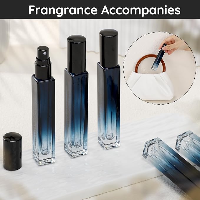 Segbeauty Travel Perfume Bottle, 5 Pack of 10ML Empty Refillable Glass Atomizer, Portable Cologne Dispenser Spray Bottle Travel Size Sample Bottles Sprayer Making Kit Gradient Blue-Velvo Beauty
