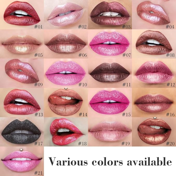 evpct Mauve Pink Metallic Glitter Lip Liner and Lipstick Combo Lip Gloss Stain Set Makeup for Women Long Lasting Waterproof 24, Dusty Rose Metallic Shimmer Frosted Iridescent Glossy Liquid Lipstick 16-Velvo Beauty