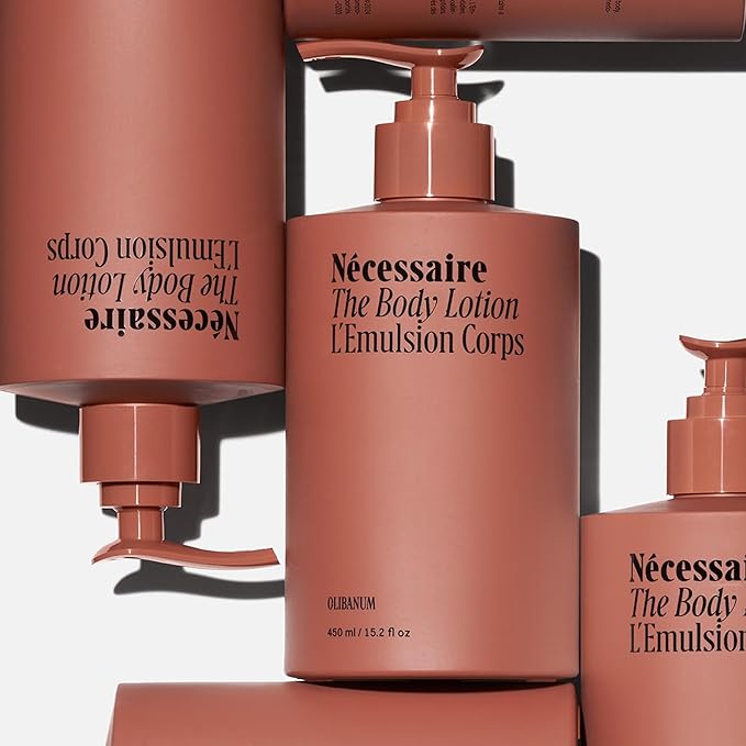 Nécessaire The Body Lotion with Pump. Olibanum. Multi-Peptide Firming to Moisturize + Strengthen. 2.5% Niacinamide, Vitamin C/E + Omega 6/9. Notes of Vanilla, Fig Leaf, & Cassis Buds. 450ml/15.2 fl oz-Velvo Beauty