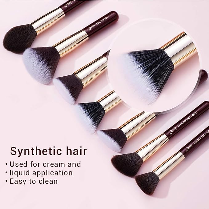 Jessup Makeup Brushes Set Professional Makeup Brush Eyeshadow Blending Powder Foundation Blusher Concealer 25pcs with Cosmetics Storage Box, Zinfandel T285-Velvo Beauty