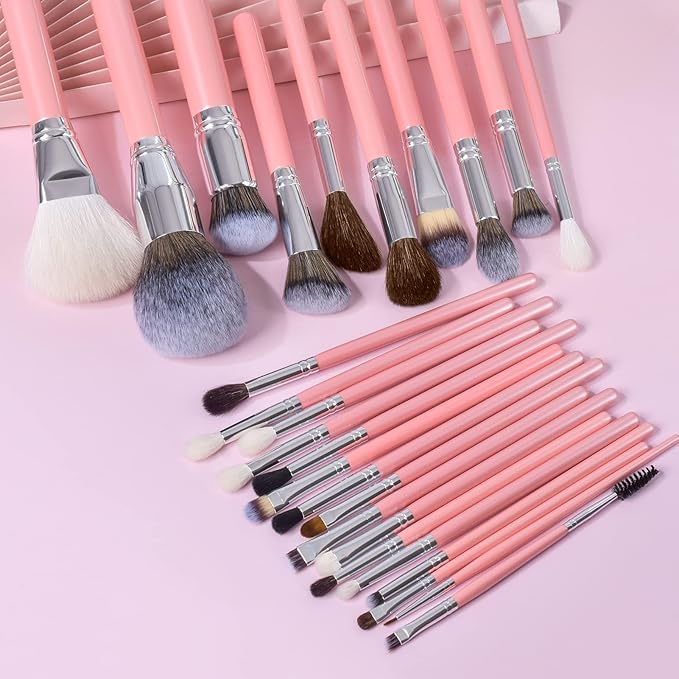 Bueart Design Makeup Brushes Set 26pcs Real Natural Goat Hair Professional labeled Foundation Face Blending Blush Concealers Eyeshadow Brush Set(26Pcs Pearl Pink)-Velvo Beauty