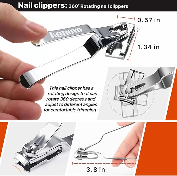 Toenail Clippers for Seniors Thick Toenails, Toe Nail Clippers Adult Thick Nails Long Handle, Professional Heavy Duty Nail Clippers 6Pcs Black-Velvo Beauty