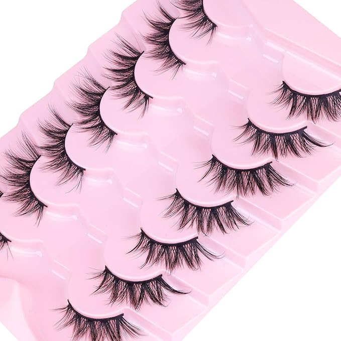 Half Lashes Fox Eye Faux Mink Lashes Wispy Eyelashes Cat Eye 20mm Fake Lashes Spiky Strip Eyelashes Pack 7 Pairs-Velvo Beauty