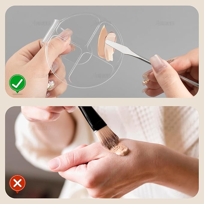 AUEAR, 2 Pack Hand Makeup Mixing Palette Handheld Palette Clear Makeup Cosmetic Palette Nail Art Manicure Palette with 2 Pieces Spatula for Mixing Foundation-Velvo Beauty