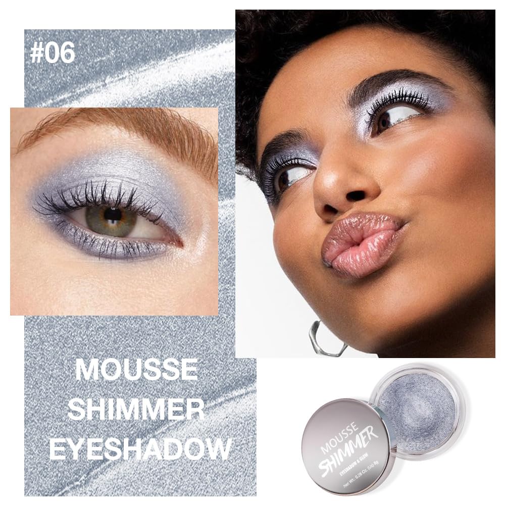 Cream Glitter Grey Blue Shimmer Metallic Eyeshadow Palette Makeup, Natural Single Mini Instant Holographic Eyeshadow For Women, Sombras Crema Para Ojos, Talc, Paraben & Cruelty Free-Velvo Beauty