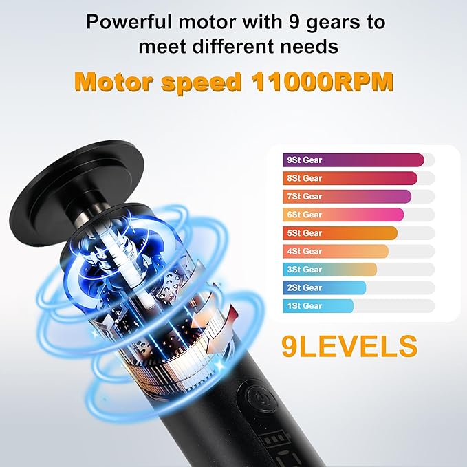 Electric Foot Callus Remover, Adjustable Speed Rechargeable Foot Sander Pedicure Tools for Feet Dead Skin with Sandpaper Disk and Nail Drill Bits,Equipped with Digital Display(Obsidian)-Velvo Beauty