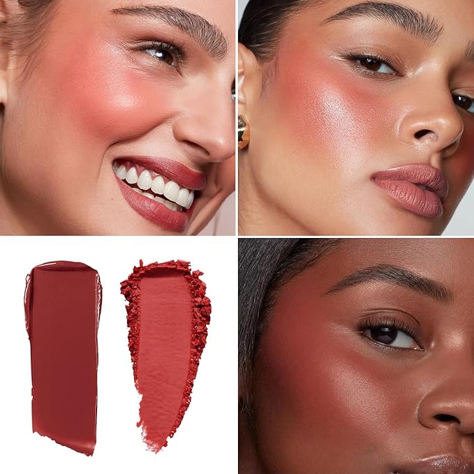 Blush Palette Duo – Cream & Powder Blush Set in Deep Red, Long-Wearing & Moisturizing, Easy to Blend, Radiant Coverage for Cheeks, Eyes & Lips, Magnetic Palette Compatible (2-Pack, Maple Crush)-Velvo Beauty