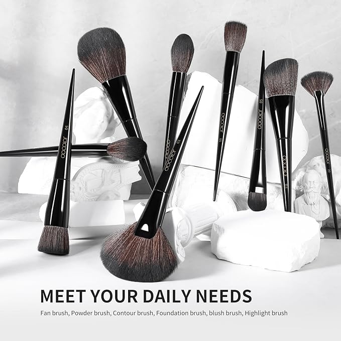 Docolor Makeup Brushes Set Professional 30Pcs Obsidian Makeup Brushes Premium Synthetic Powder Kabuki Foundation Contour Blush Concealer Eye Shadow Blending Eyeliner Crease Eyebrow Make Up Brush Kit-Velvo Beauty