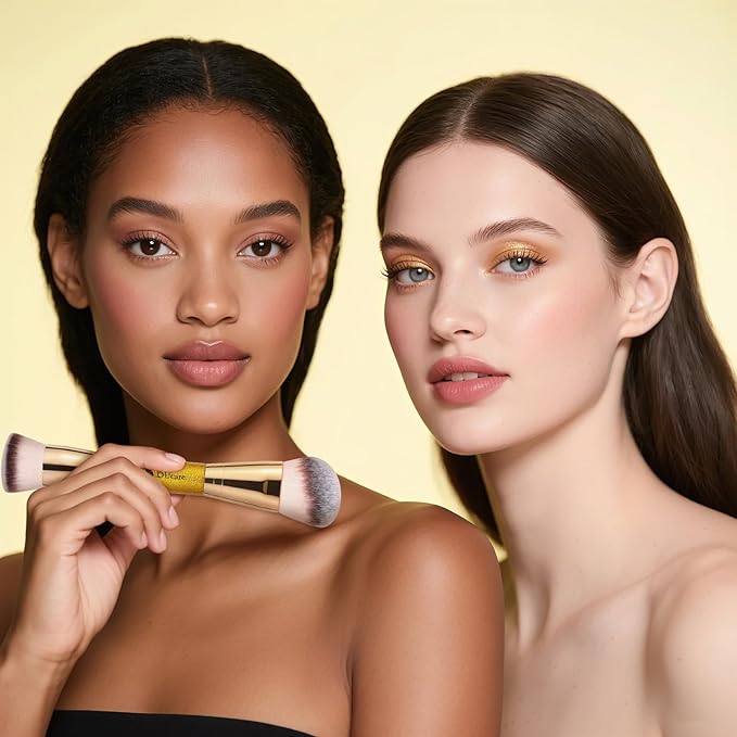 DUcare Foundation Brush Contour Bronzer Makeup Brush Double Ended Self Tanner Brush Sculpting Brush for Blending Liquid Powder Concealer Cream Cosmetics Blush Buffe-Velvo Beauty