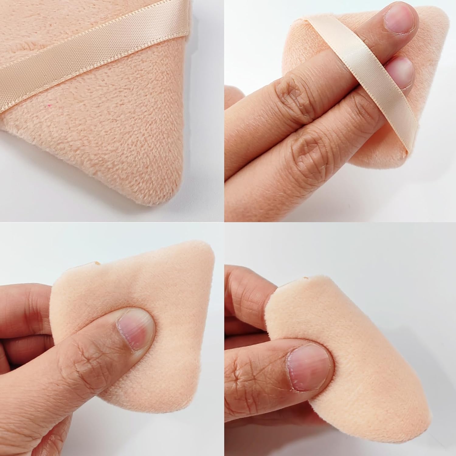 GXXMEI 30PCS Triangle Powder Puff, Setting Powder Puff for Make Up, Face Puff Pads for Loose Powder and Press Powder, Makeup Sponge Powder Applicator for Face and Eye (White, Black, Nude)-Velvo Beauty