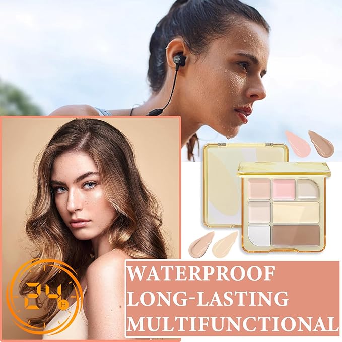 7 Colors Concealer Contour Palette,Correcting Concealer Makeup Palette 7 In 1 Contouring Foundation Cream Contour Palette for Redness,Dark Circles,Blemish,Acne(03#)-Velvo Beauty