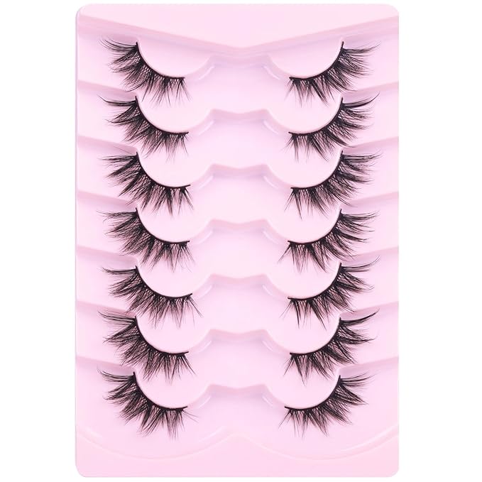 Half Lashes Fox Eye Faux Mink Lashes Wispy Eyelashes Cat Eye 20mm Fake Lashes Spiky Strip Eyelashes Pack 7 Pairs-Velvo Beauty