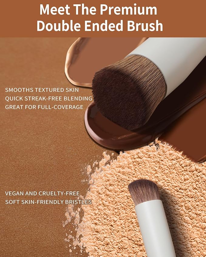 EIGSHOW Foundation and Concealer Brush, Dual Ended Makeup Brush For Flawless Foundation Coverage, Under Eye Concealer, Vegan & Cruelty-free (D110-Beige)-Velvo Beauty