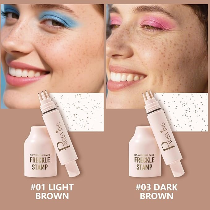 Freckle Stamp - Freckle Pen Waterproof, Long Lasting Fake Freckles, Quick Dry 5-Point Faux Freckles Stamp Cushion Stain Marker in One Press Natural and Lifelike Sunkissed Pencil Tool Makeup (#1-Light)-Velvo Beauty