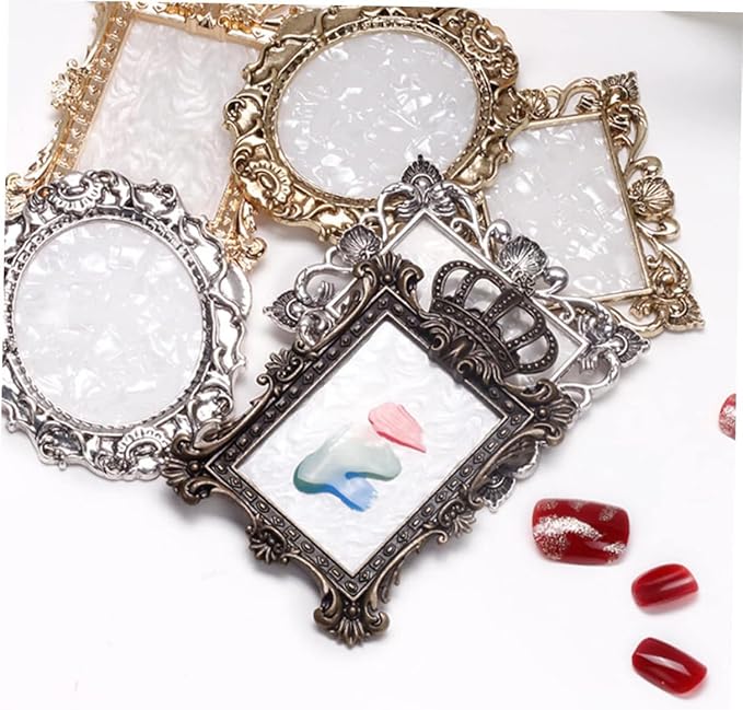 2 Pcs Nail Art Palette, Nail Art Painting Mixed Color Palettes Crown Nail Holder Retro Nail Art Display Board, Nail Art Display Tools Photography Props-Velvo Beauty