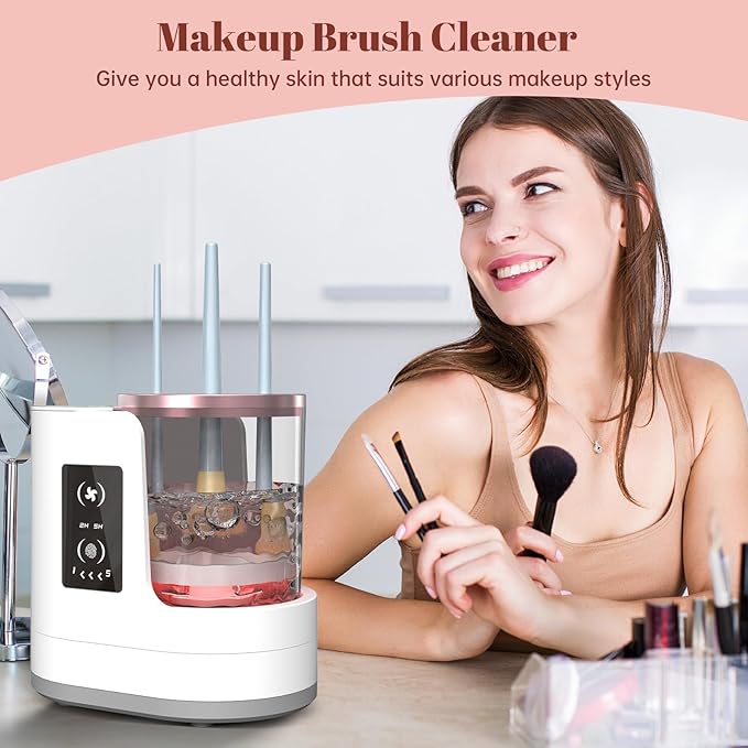 3 IN 1 Electric Makeup Brush Cleaner Machine With Makeup Brush Dryer-Holder-Portable Automatic USB Cosmetic Brushes Cleaner Tool for All Size Beauty Makeup Brush Set,Contour, Eyeshadow, Blush Brush-Velvo Beauty
