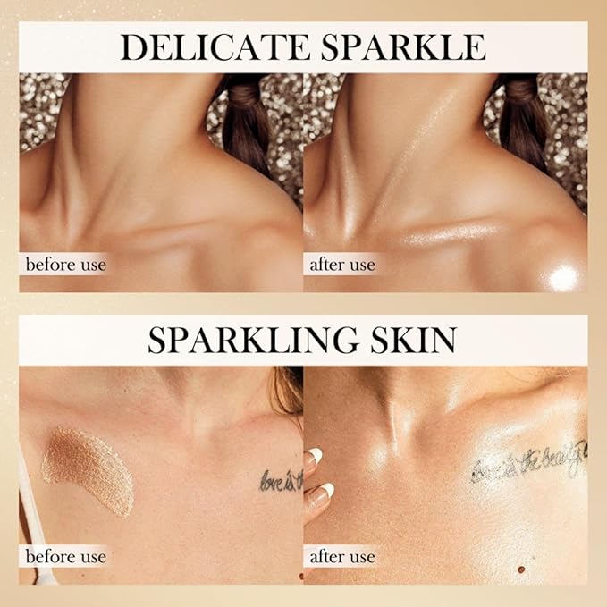 MAEPEOR Shimmer Body Luminizer 5 Colors Moisturizing Glow Illuminator Smooth and Non-sticky Summer Body Highlighter For Face & Body (80ML, 02 Gold)-Velvo Beauty