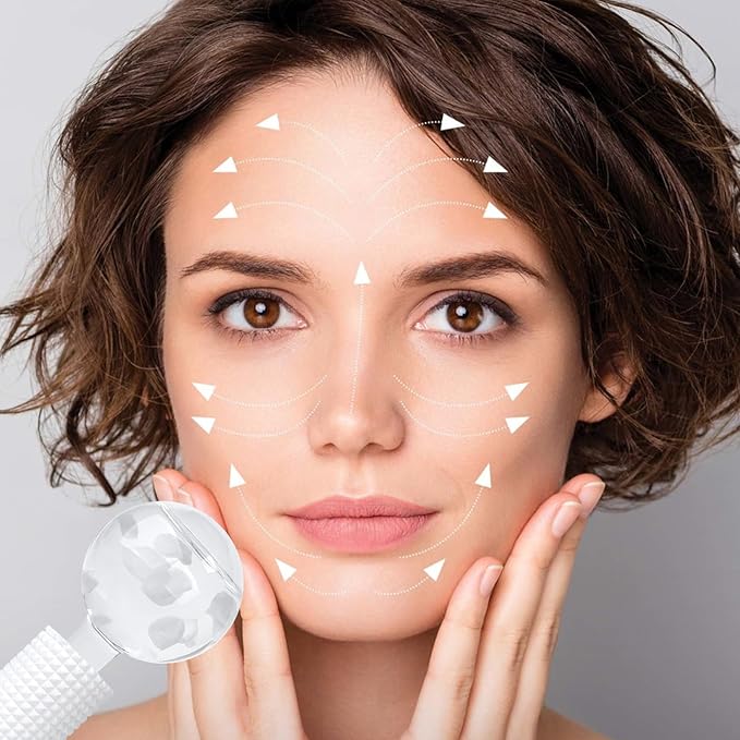 Ice Globes & Ice Roller for Face and Eyes - Facial Massage Tools for Skin Care, Reduce Wrinkles & Puffiness, Cooling Globes & Roller Ball for Glowing Skin 2PCS (White)-Velvo Beauty