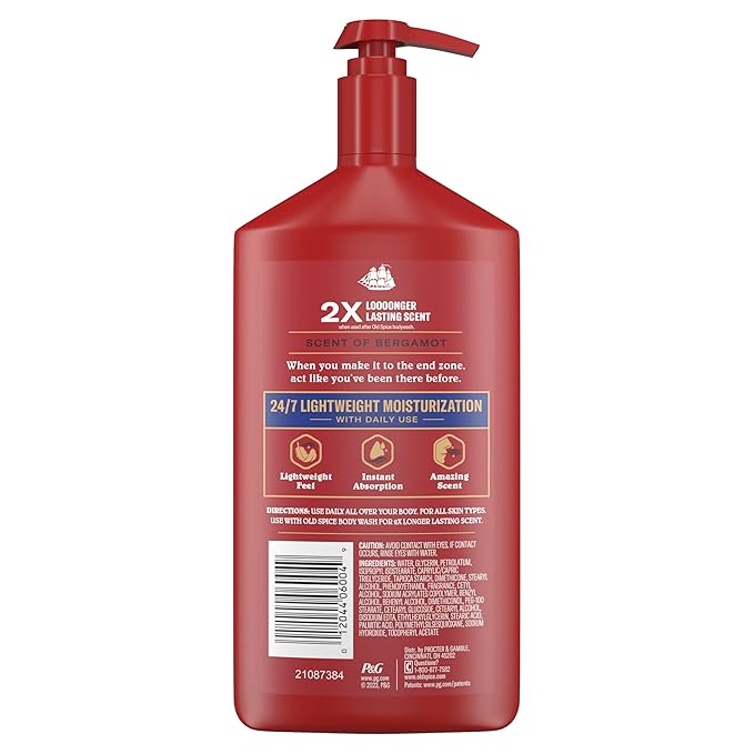 Old Spice Hand, Face & Body Lotion for Men, 24/7 Lightweight Moisturization with Amazing Scent, Instant Absorption, For All Skin Types, Captain with Bergamot Scent, 16 oz-Velvo Beauty