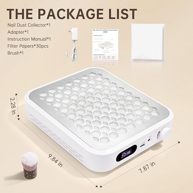 Nail Dust Collector, Rechargeable Dust Collector Nail Tech, Powerful Vacuum Fan Vent Dust Collector Extractor Dust Suction Machine for Acrylic Nails Polishing, Nail Salon&Home-Velvo Beauty