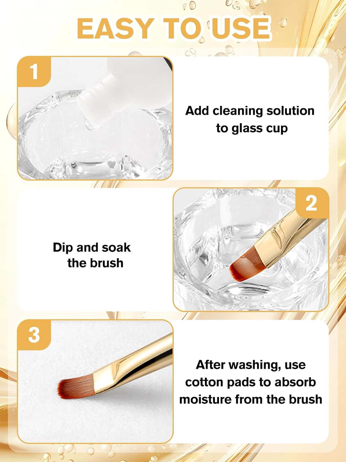 EBANKU 120ml Acrylic Nail Brush Cleaner, 3 in 1 Nail Art Brushes Conditioner Nail Brush Clean Solution Quickly Clean for Solid Gel Polish/Nail Extension Gel-Velvo Beauty