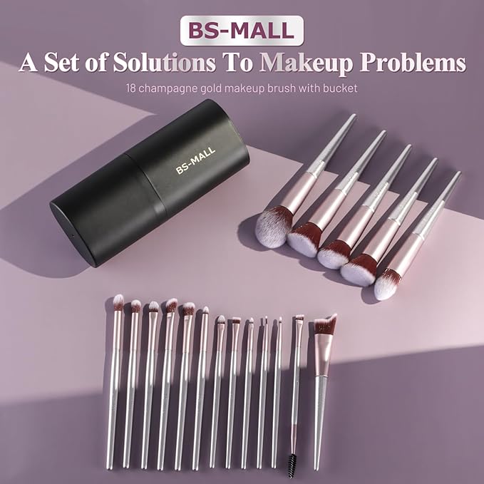 BS-MALL Makeup Brush Set 18 Pcs Premium Synthetic Foundation Powder Concealers Eye shadows Blush Makeup Brushes with black case-Velvo Beauty