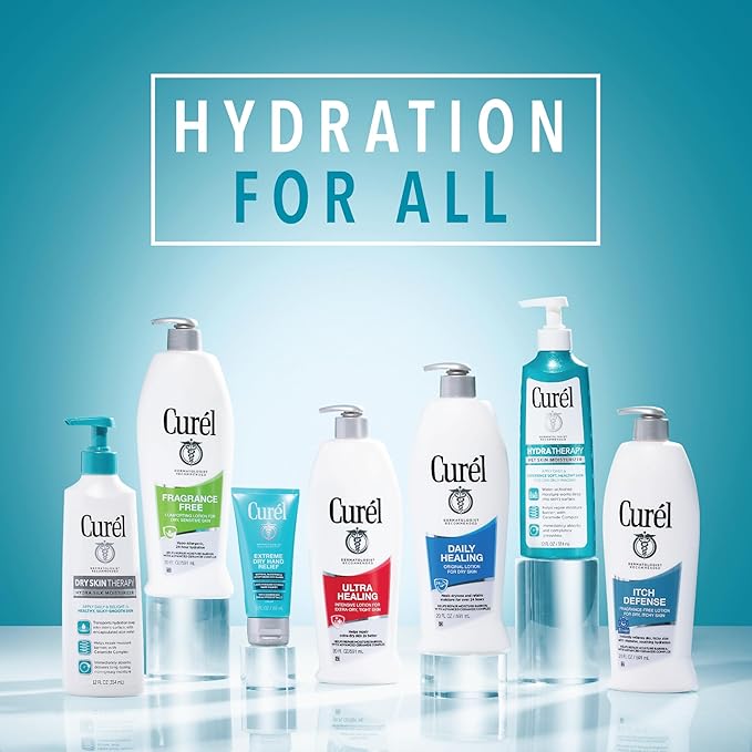 Curel Ultra Healing Intensive Fragrance-Free Lotion For Extra-Dry Skin, Ideal for Sensitive Skin, Cruelty Free, Paraben Free, Dermatologist Recommended, 6 Oz, Pack of 3-Velvo Beauty