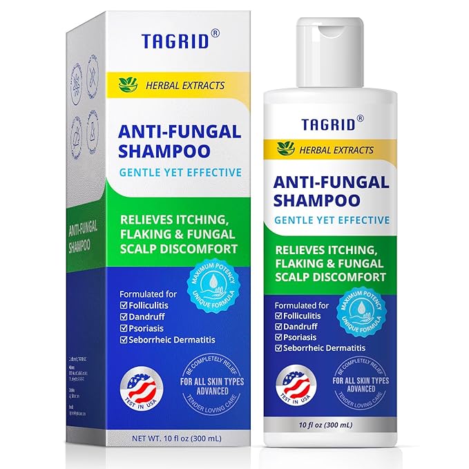 TAGRID Anti-Fungal Shampoo 300mL – Scalp Treatment for Psoriasis, Seborrheic Dermatitis, Folliculitis, Dandruff & Itchy Flaky Scalp – Soothing Plant-Based Formula for Men & Women-Velvo Beauty