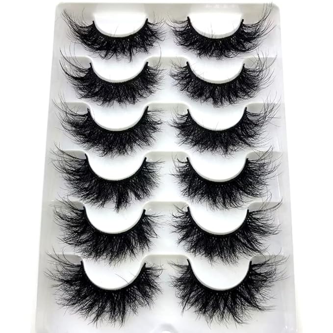 HBZGTLAD 6 Pairs Fluffy False Eyelashes Natural Faux Mink Strip 3D Lashes Pack (SR-1)-Velvo Beauty