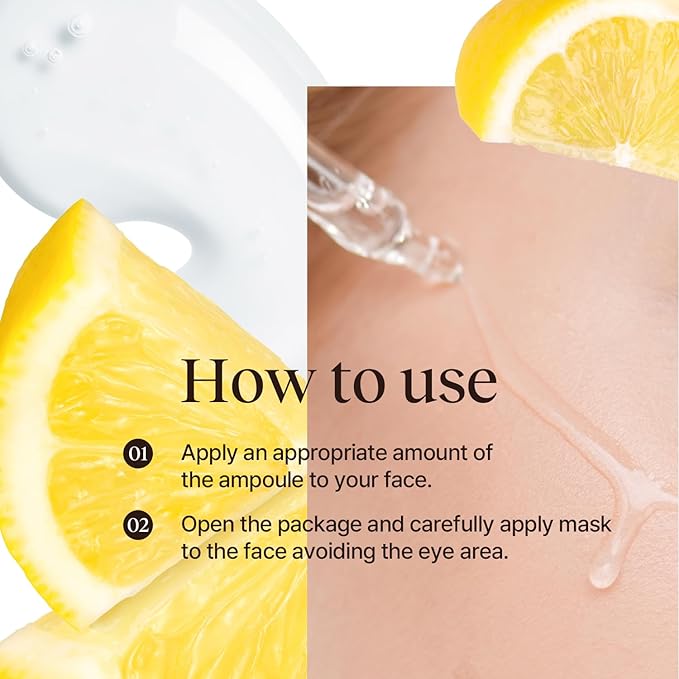 Vita C Brightening Ampoule Facial Serum | 85% Lemon Water | Skin Dullness Treatment | Vitamin Skincare |Skin Refreshing Serum | Korean Skincare (1.01 fl oz, 30ml)-Velvo Beauty
