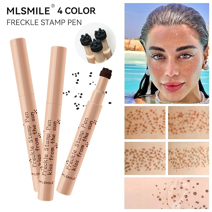 AKARY Stamp Freckle Pen Natural Lifelike Fake Freckles Makeup, Waterproof Long Lasting Quick Dry 5 Comb Corners Natural Like Face Freckle Makeup Pen for Effortless Sunkissed Makeup, 02-Natural Coffee-Velvo Beauty