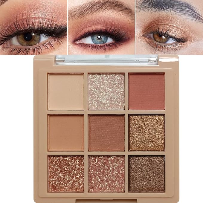 Eyeshadow Palette Makeup- 9 Colors Naked Pink Eyeshadow Palette Matte Shimmer Korean Natural Eye Shadow palettes Highly Pigmented Naturing-Looking Long Lasting (10#)-Velvo Beauty