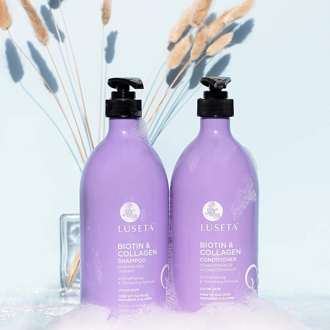 L LUSETA Biotin & Collagen Shampoo & Conditioner Set (2 x 33.8oz) - Thickening for Hair Growth, Infused with Argan Oil to Repair Dry, Damaged Hair-Velvo Beauty