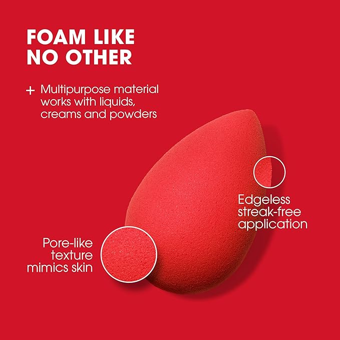 Beautyblender® | Ruby Beauty Blender Makeup Sponge, Super-Soft Foam Easily Blends Foundations, Powders & Creams, Made in USA, Reusable, Washable, Streak Free Application, Vegan, Cruelty Free-Velvo Beauty