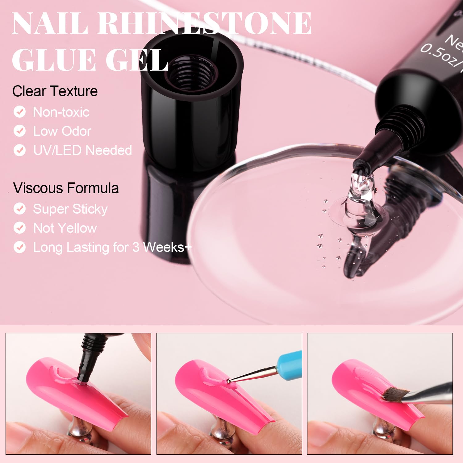 3D Nail Charms and Gems Set 6 with Rhinestone Glue, 75PCS Chunky Coquette Pink & White Bow Nail Charms + Kawaii Cute 3D Flowers for Nails + Clear & AB Glass Crystals + Flat Pearls for Y2K Nail Decor-Velvo Beauty