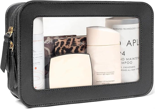 Clear Makeup Bag Small, TSA Approved Portable Toiletry Bag with Zipper Cosmetic Travel Bag Makeup Organizer Case Mini Makeup Pouch for Purse Car Organizer Bag for Women Men-Velvo Beauty