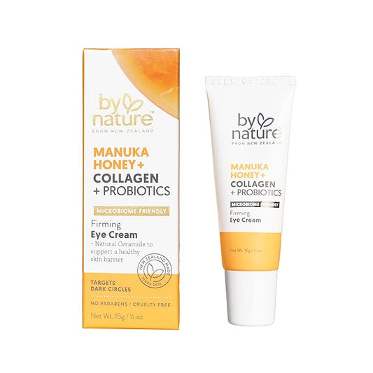 By Nature Eye Cream - Manuka Honey, Collagen, and Probiotics - Hydrating Under Eye Cream for Dark Circles - Skincare from New Zealand - .5oz-Velvo Beauty