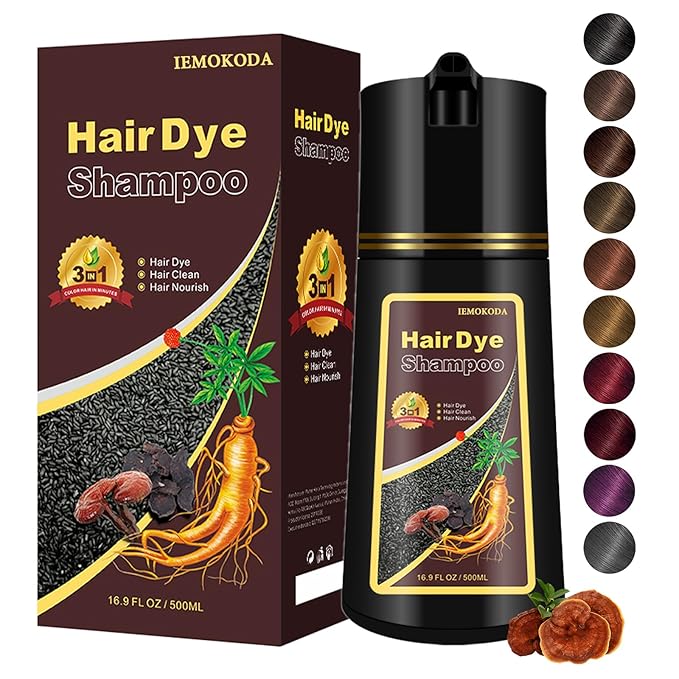 Hair Dye Shampoo, Gray Hair Coverage Dye Shampoo, Hair Color Shampoo for All Hair Types, Champu Para Canas, Suitable for Home and Salon (Black)-Velvo Beauty