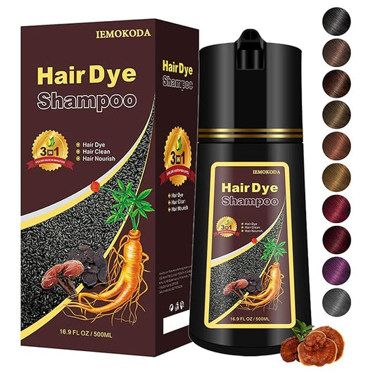 Hair Dye Shampoo, Gray Hair Coverage Dye Shampoo, Hair Color Shampoo for All Hair Types, Champu Para Canas, Suitable for Home and Salon (Black)-Velvo Beauty