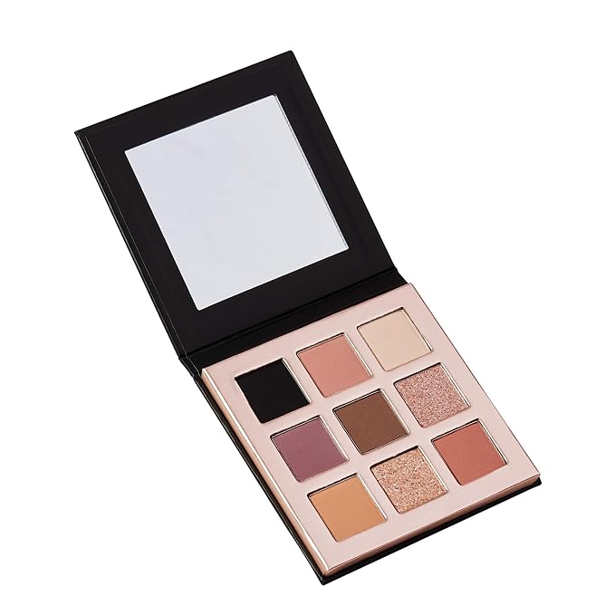 Pippa Of London Camden Make Up Palette 353 with 9 Luxury Matte, Shimmer and Glitter Eyeshadows in Rose Gold case with Mirror-Velvo Beauty