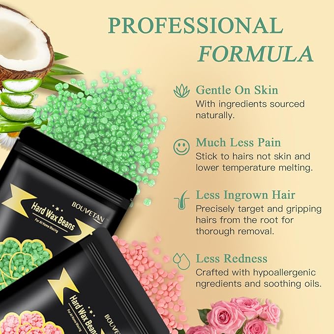 Wax Beads for Hair Removal – 6 Packs, 21oz – Gentle, Effective Hard Waxing Beads for Smooth Skin Bikini, Eyebrow, Face, Legs, Full Body Waxing-Velvo Beauty