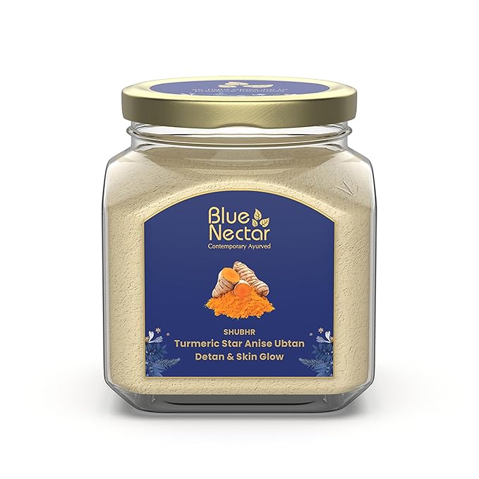 Blue Nectar Turmeric Ubtan Powder for Glowing Skin | Ayurvedic Ubtan Face Pack for Skin Brightening | Tan Removal Face Pack for Women & Men with Multani Mitti Powder | (3.5 Oz, 9 Herbs)-Velvo Beauty