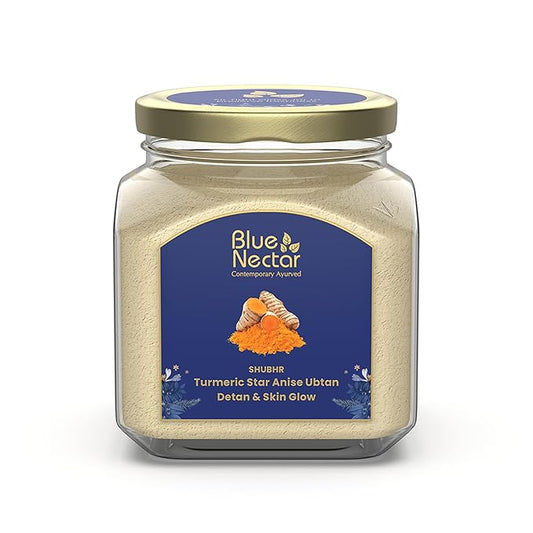 Blue Nectar Turmeric Ubtan Powder for Glowing Skin | Ayurvedic Ubtan Face Pack for Skin Brightening | Tan Removal Face Pack for Women & Men with Multani Mitti Powder | (3.5 Oz, 9 Herbs)-Velvo Beauty