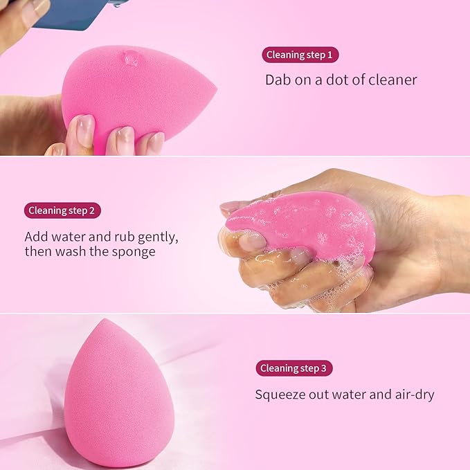 BEAKEY Latex-Free Blender Makeup Sponge for Blending, Pink Makeup Sponge Set, Soft Beauty Sponge, for Flawless Application of Liquid, Cream, and Powder Cosmetics-Velvo Beauty