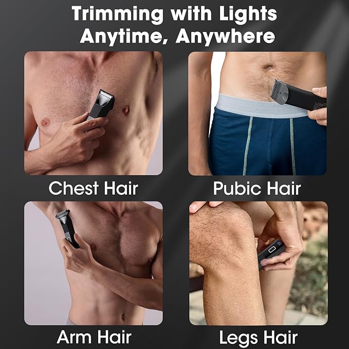 2-in-1 Manscape Trimmer for Men,Body & Groin Hair Trimmers for Men,Bikini Trimmer Women- Wet/Dry Electric Razors for Smooth No-Nick Shaving,IPX7 Waterproof Ball Shaver,LED Display,Black-Velvo Beauty