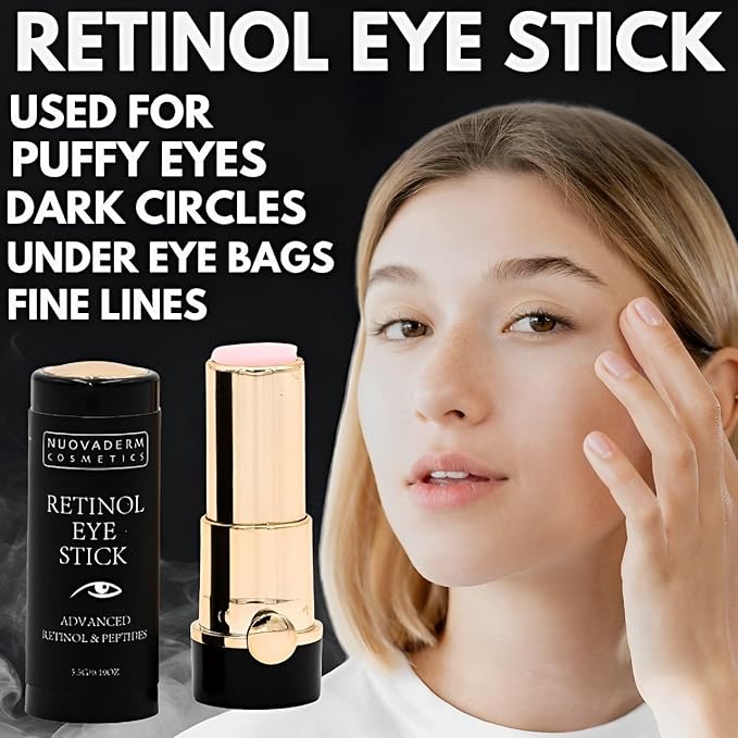 Advanced Retinol Eye Stick Balm - Hydrating Under Eye Stick Brightening Eye Cream with Peptides for Fine Lines, Wrinkles, Dark Circles & Puffiness - Unscented Anti Aging Eye Cream for Women & Men-Velvo Beauty